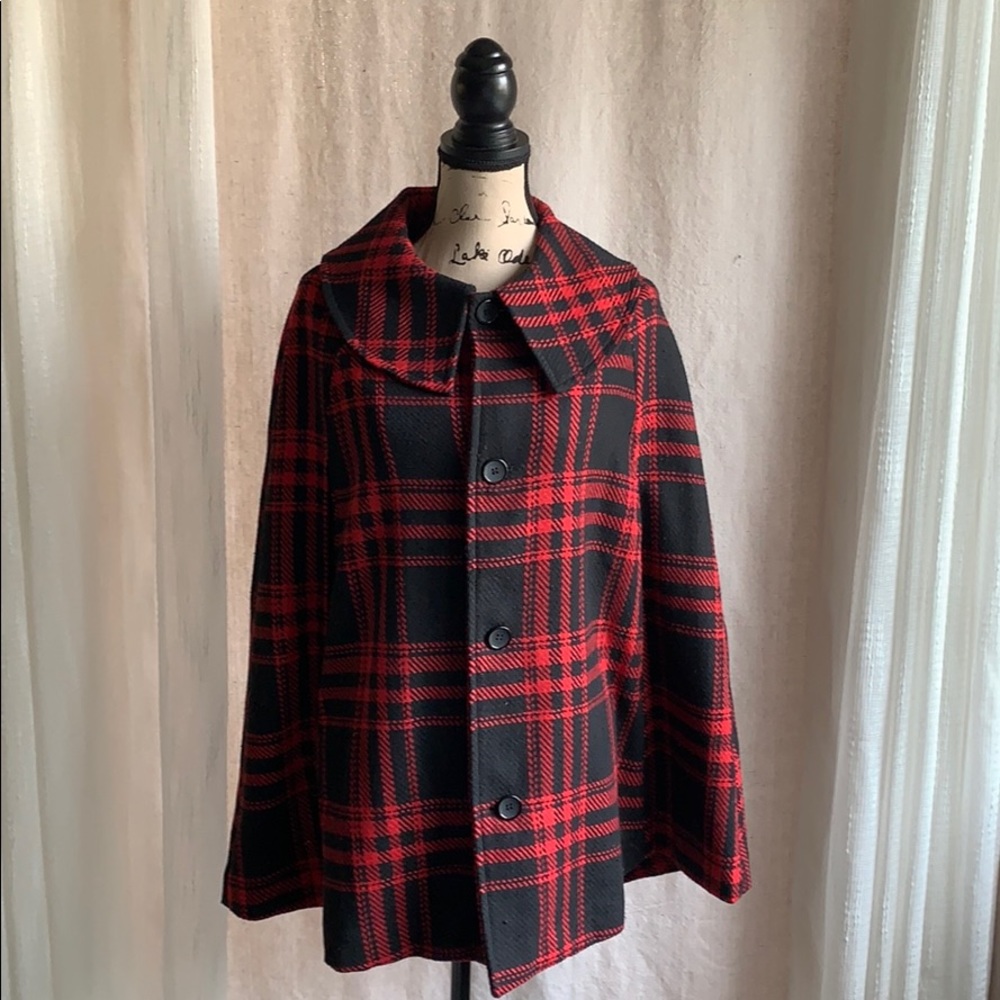 Plaid poncho